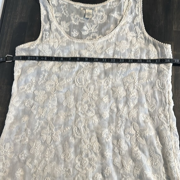 Lucky Brand Cream Gauzy Floral Embroidered Boho Tank Size Medium - Picture 5 of 6